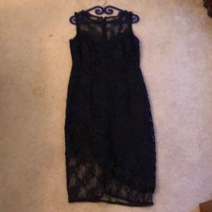Navy blue lace tahari dress